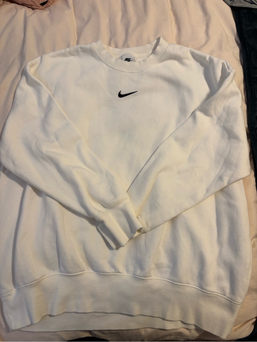 Nike White Crewneck Sweatshirt with Black Swoosh-never worn